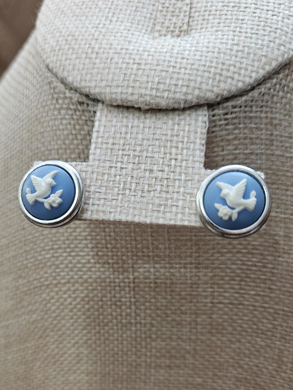 Blue Dove Cameo Stud Earrings - Women Jewelry
